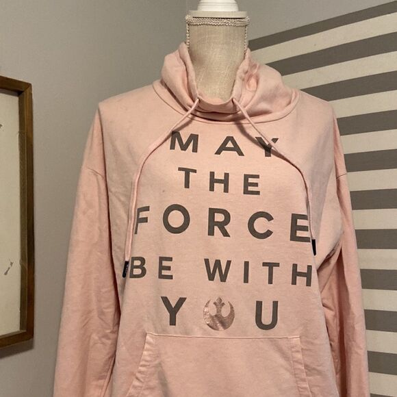 Star Wars x Her Universe Pink May The Force Be With You Cowl Neck Hoodie Sz M - Picture 2 of 10